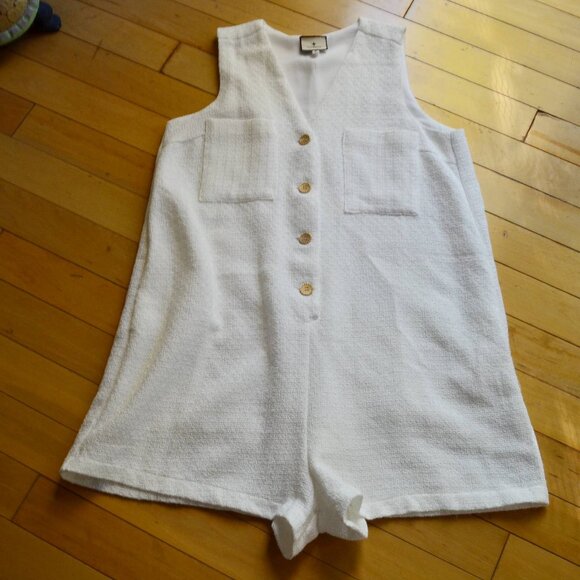 TUCKERNUCK POMADER PLACE White Textured Myla Romper Size L - Picture 2 of 11